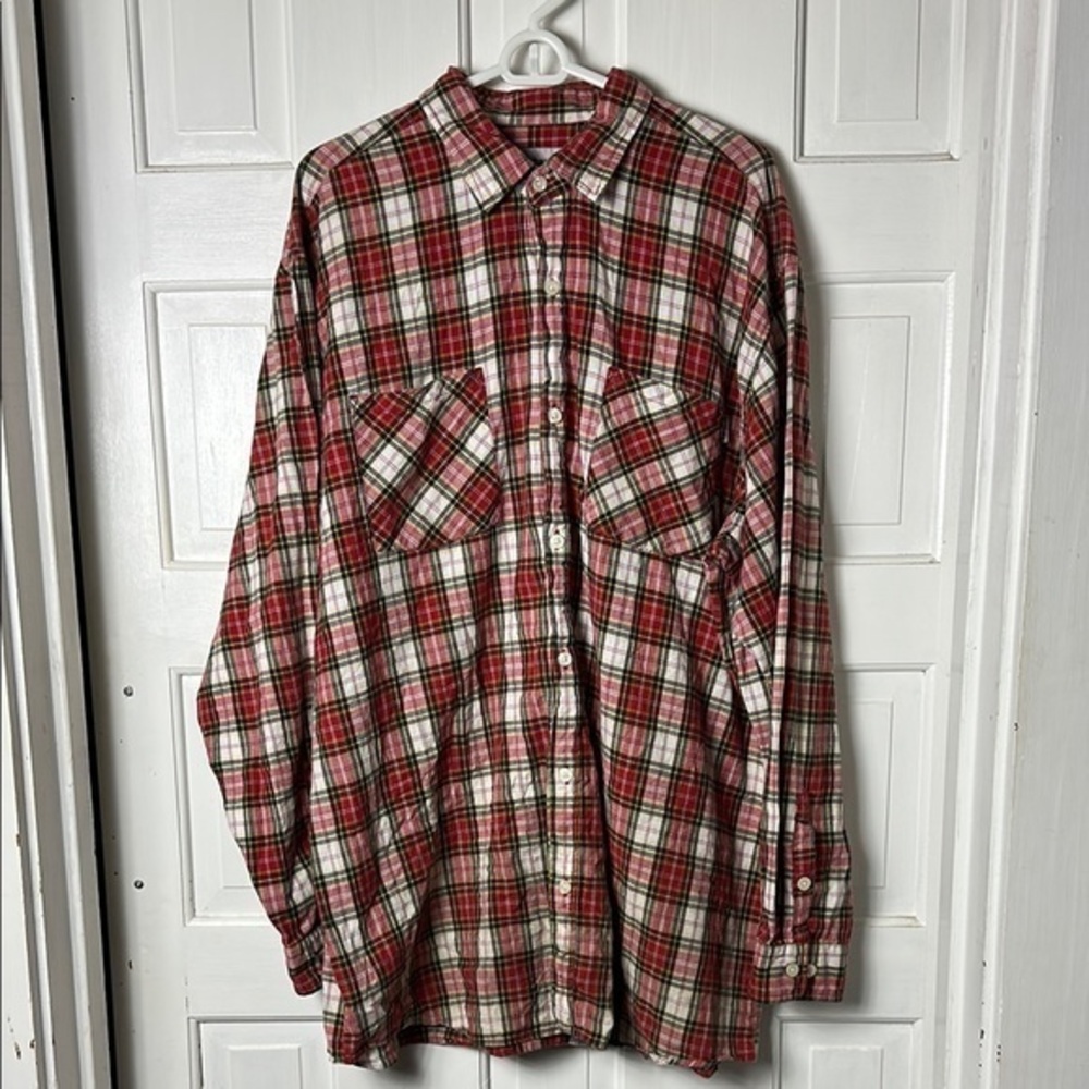 Carhartt Red and White Plaid Men's Shirt Size XXlarge